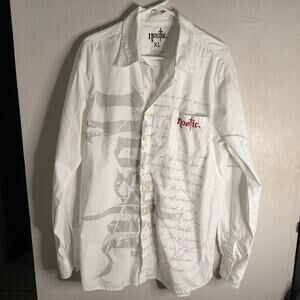 Nostic Y2K Hip Hop Streetwear Button Down Shirt – XL – White